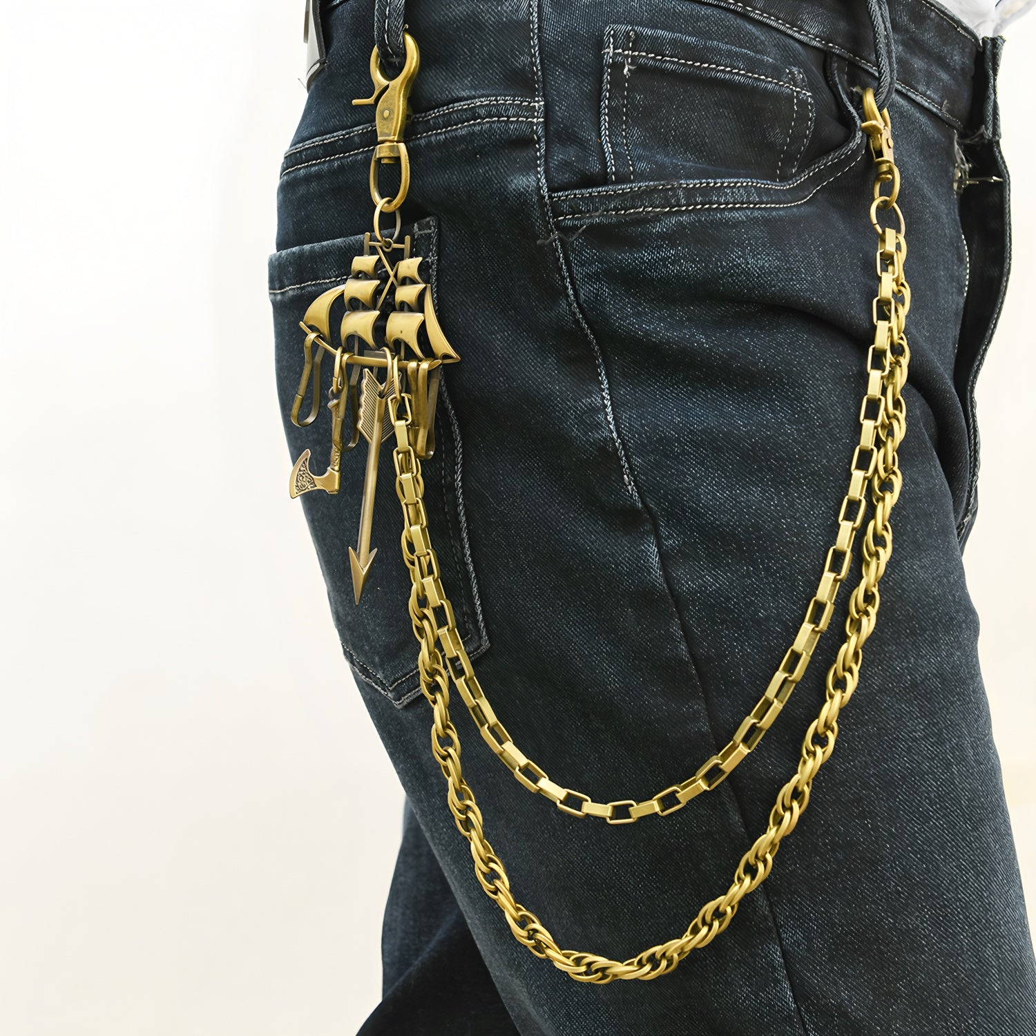 Personalized metal chain multi-layer pants chain
