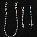 Black Glitter Splicing Dragon Bone Bead Pants Chain