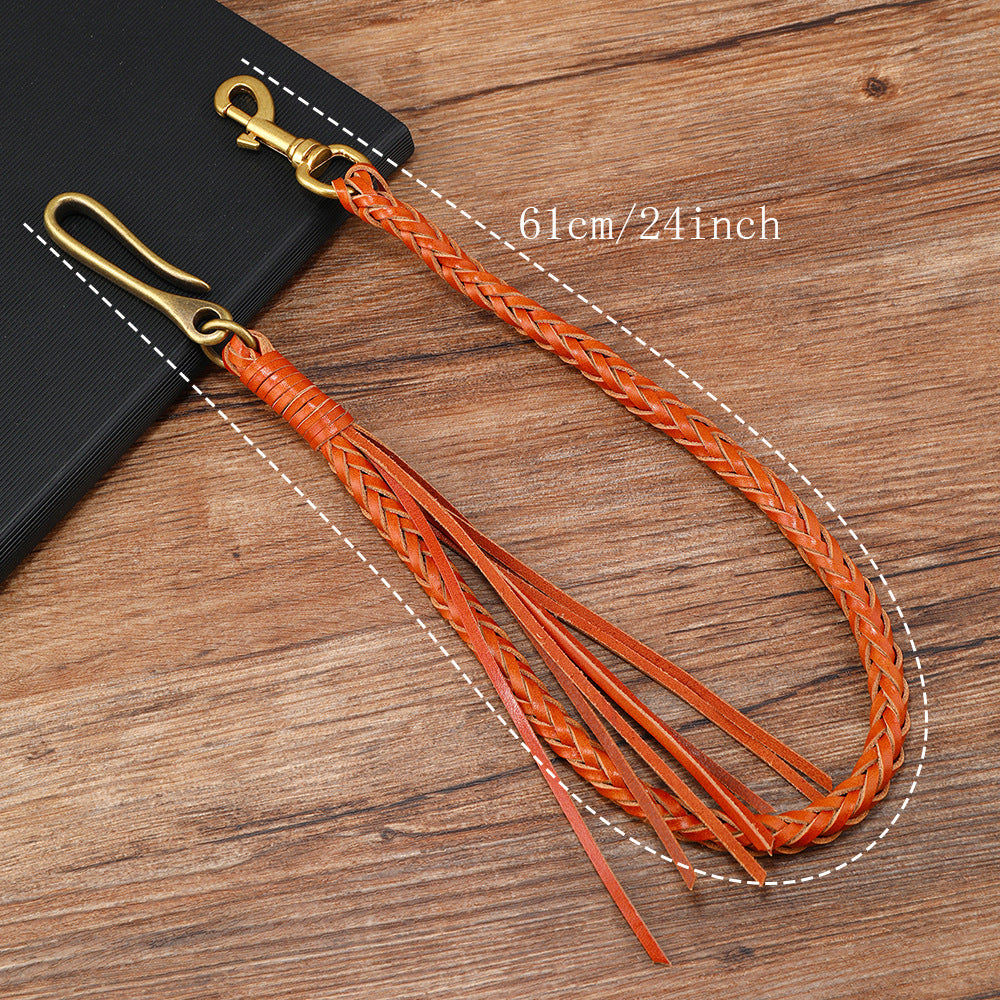 Vintage hand-woven leather tassel trouser chain