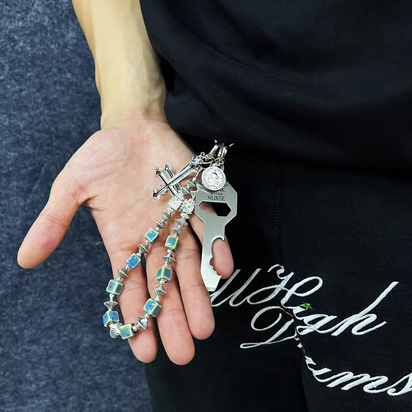 Ceramic beaded trouser chain waist chain pendant