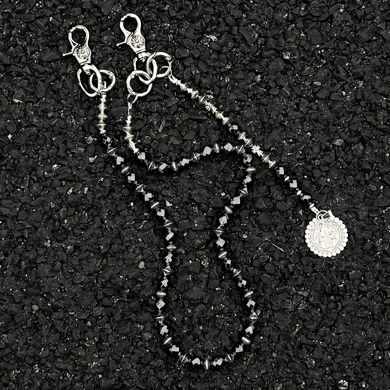 Retro mixed pearl handmade trendy denim waist chain