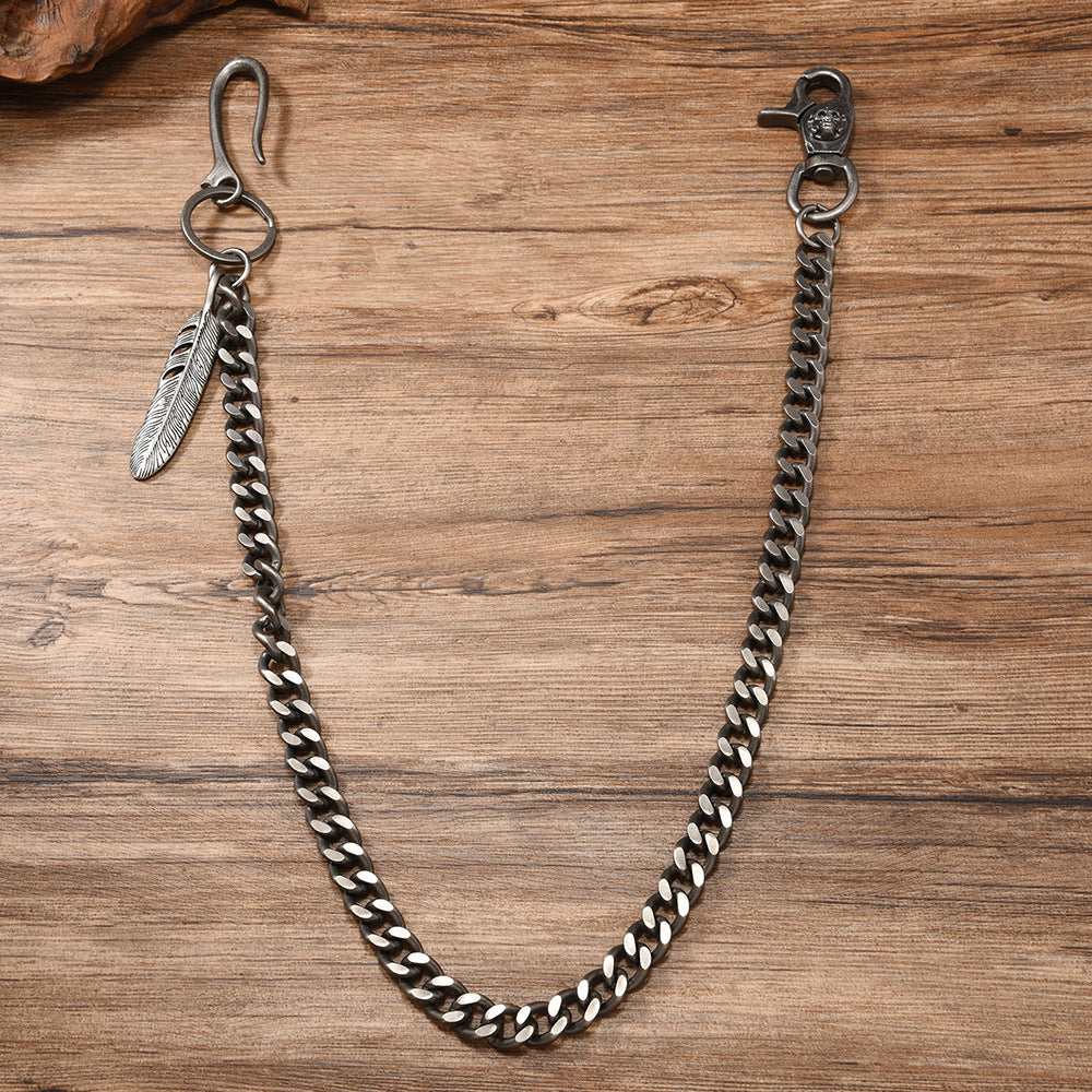 Vintage Feather Pendant Pants Chain