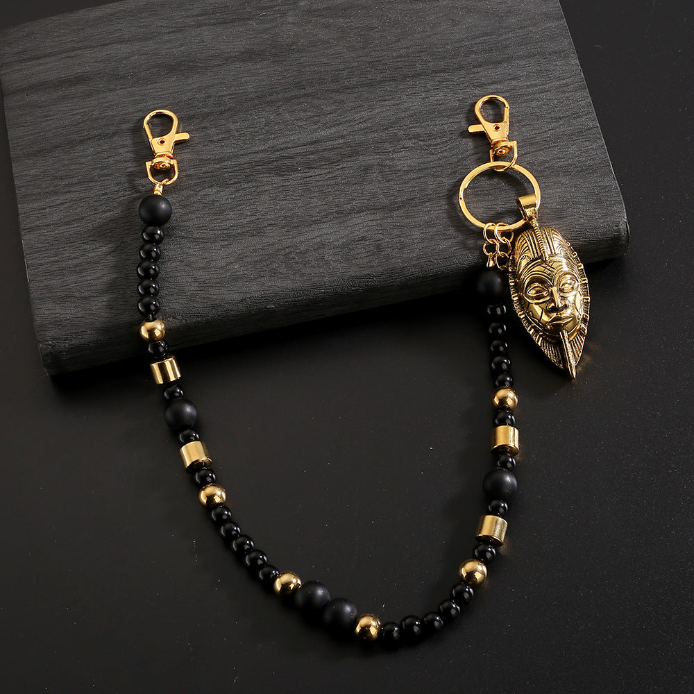 American style beaded human head pants chain