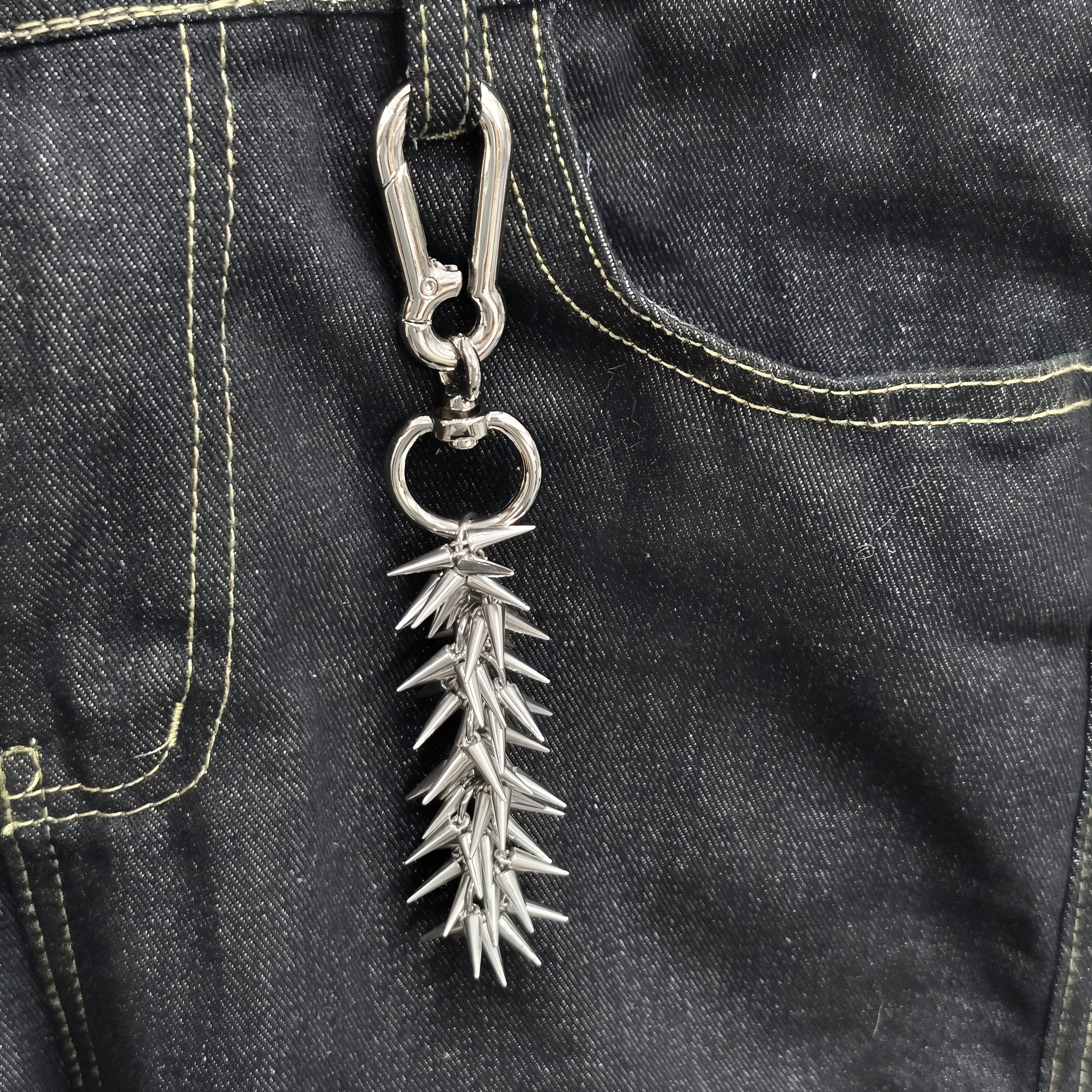 Punk Spiked Thorn Pants Chain Keychain