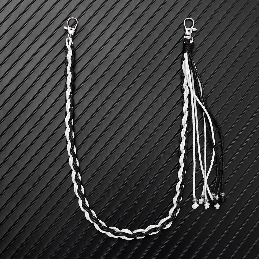 Hand-woven waxed thread jeans chain