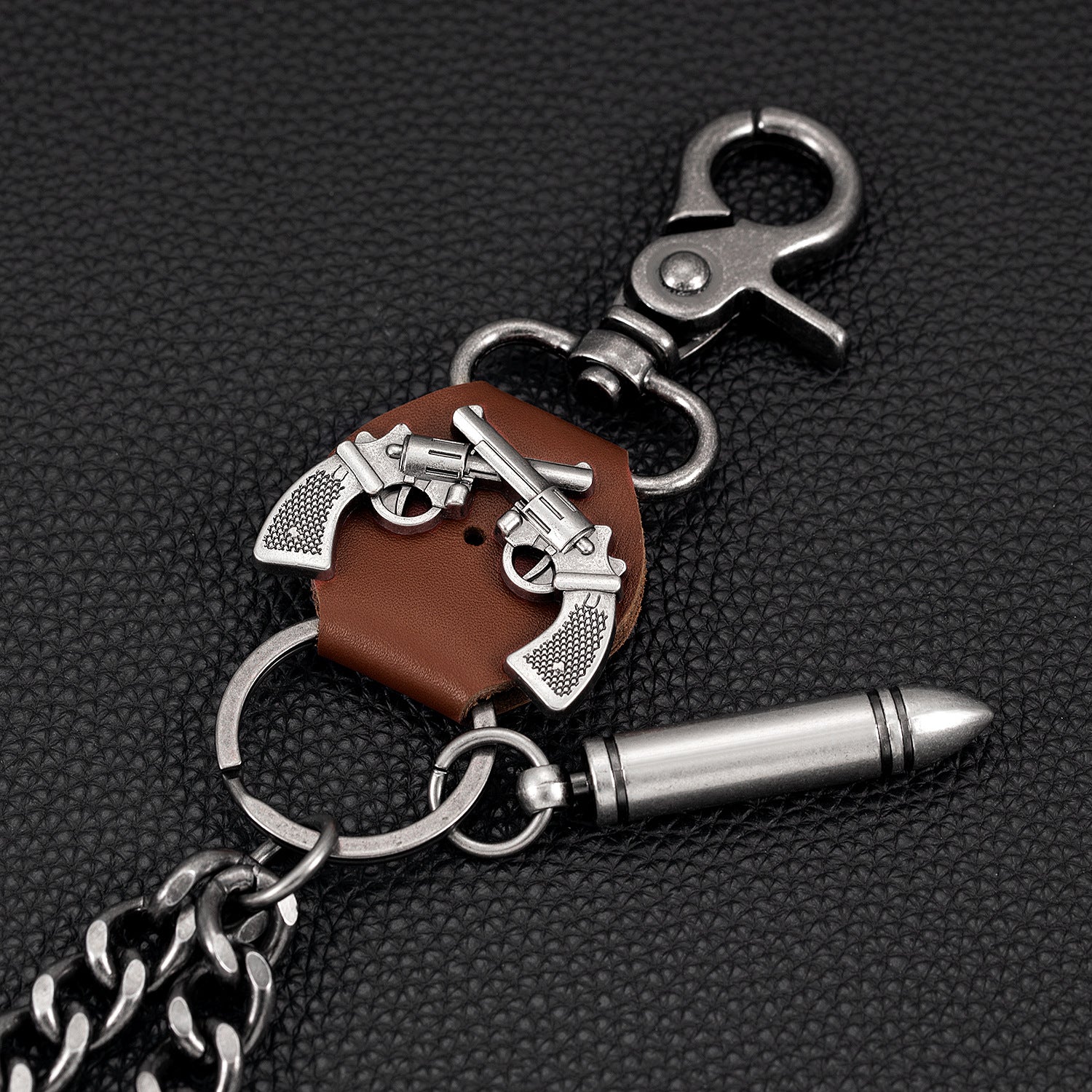 Creative double gun bullet retro double layer bold trouser chain