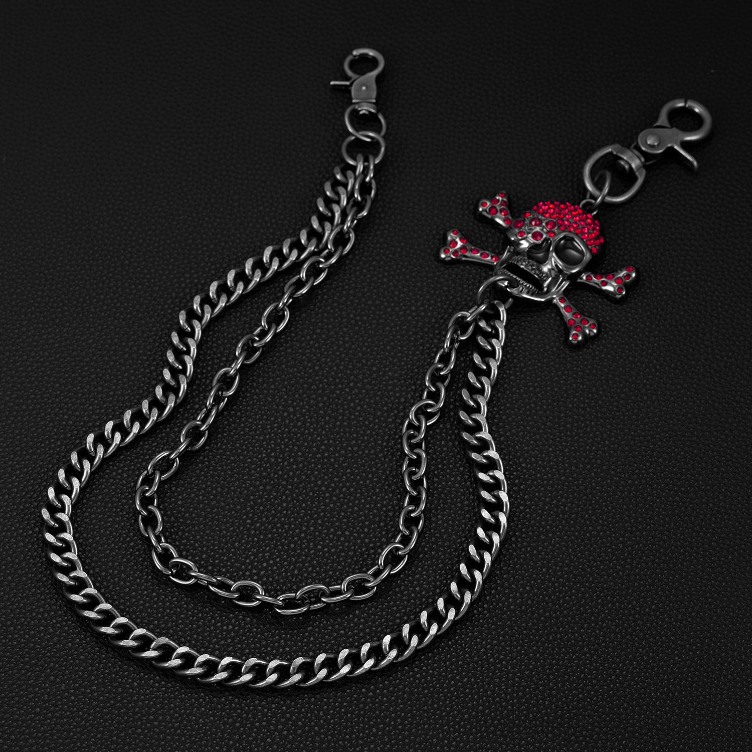 Big bone skull double punk pants chain