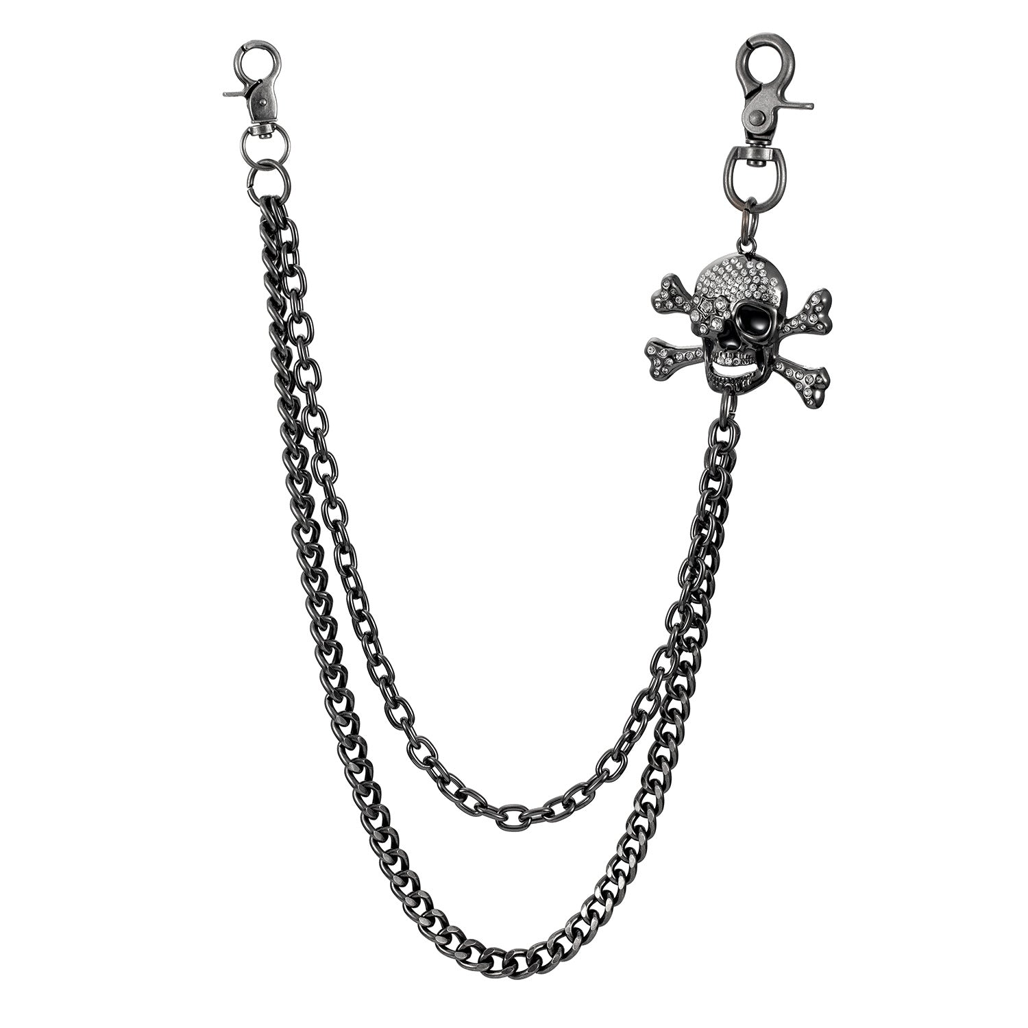 Big bone skull double punk pants chain