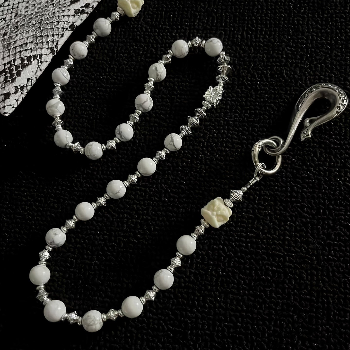 Original snake print coin purse beaded trouser chain