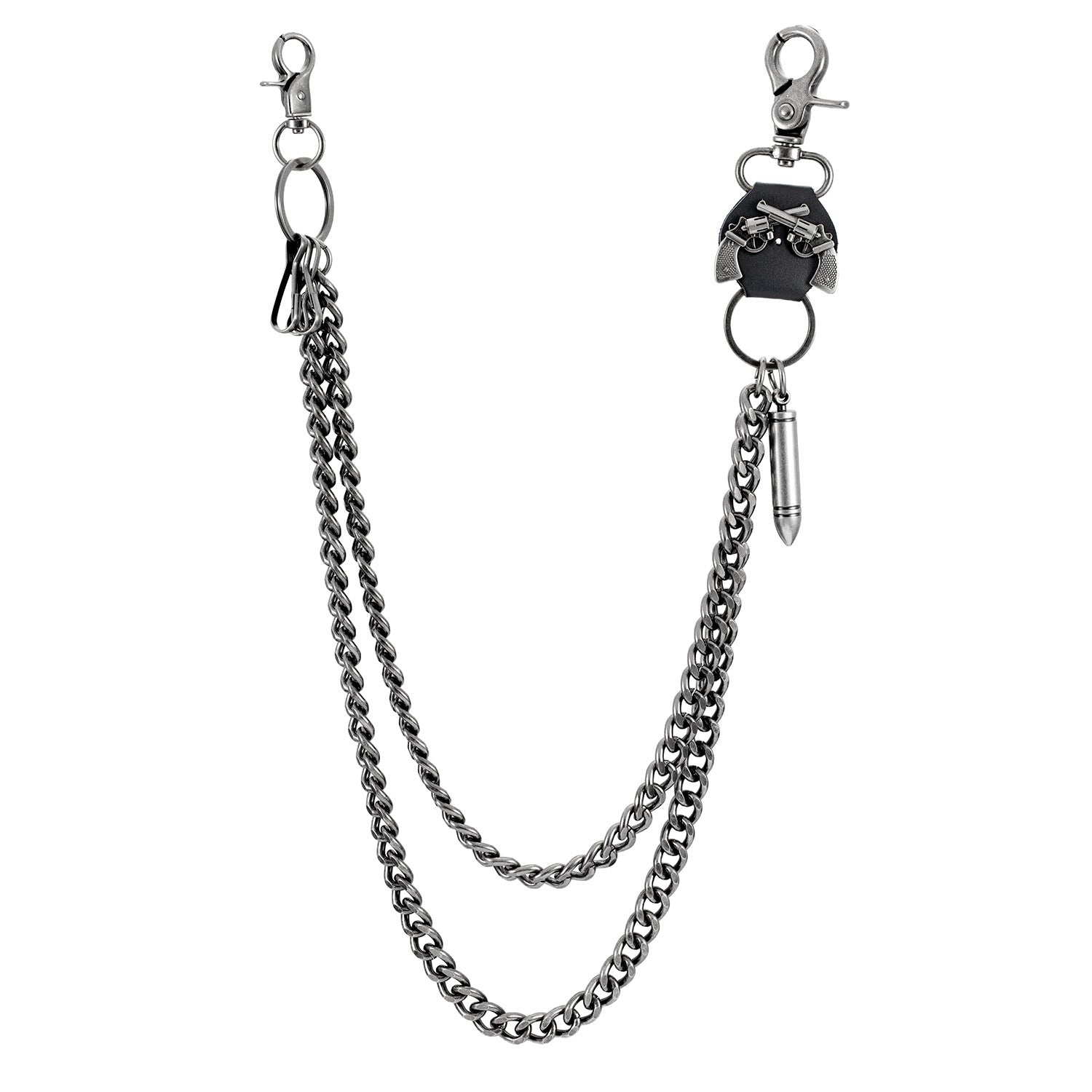 Creative double gun bullet retro double layer bold trouser chain