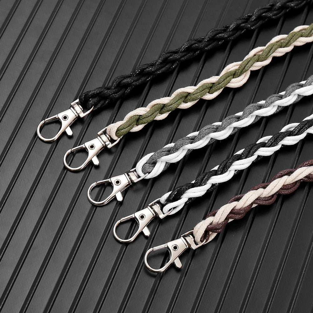 Hand-woven waxed thread jeans chain