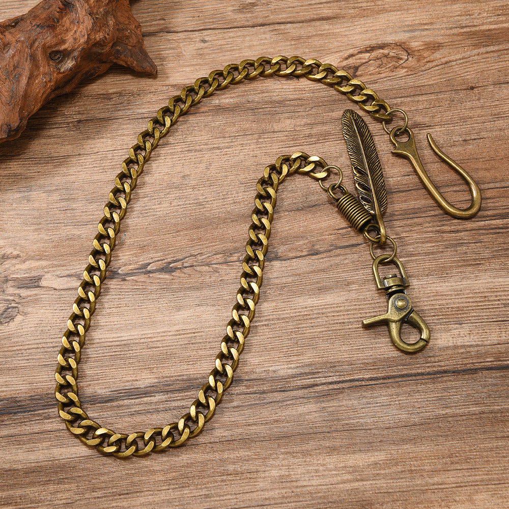 Vintage feather pendant waist chain