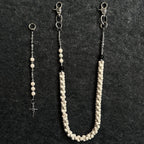 White turquoise bone cross head trouser chain