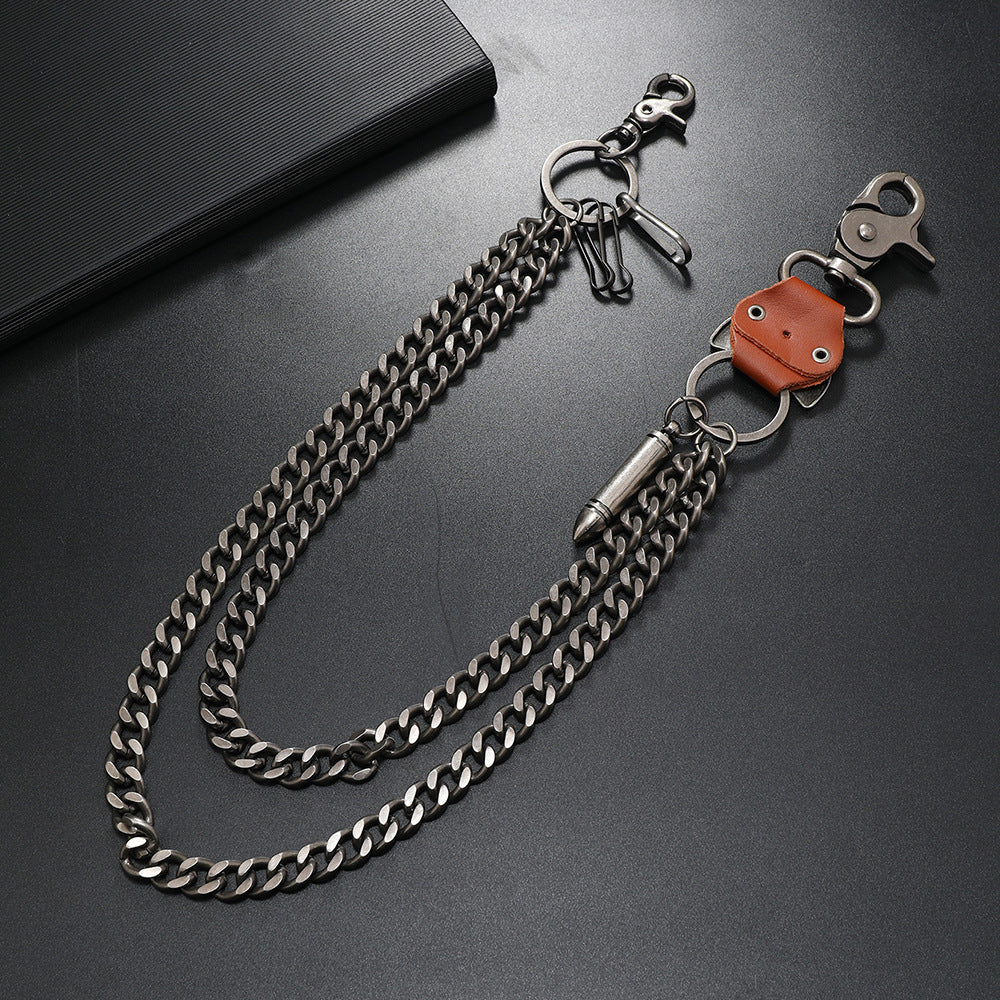 Double gun bullet design metal pants chain