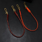 Leather hand-woven trouser chain