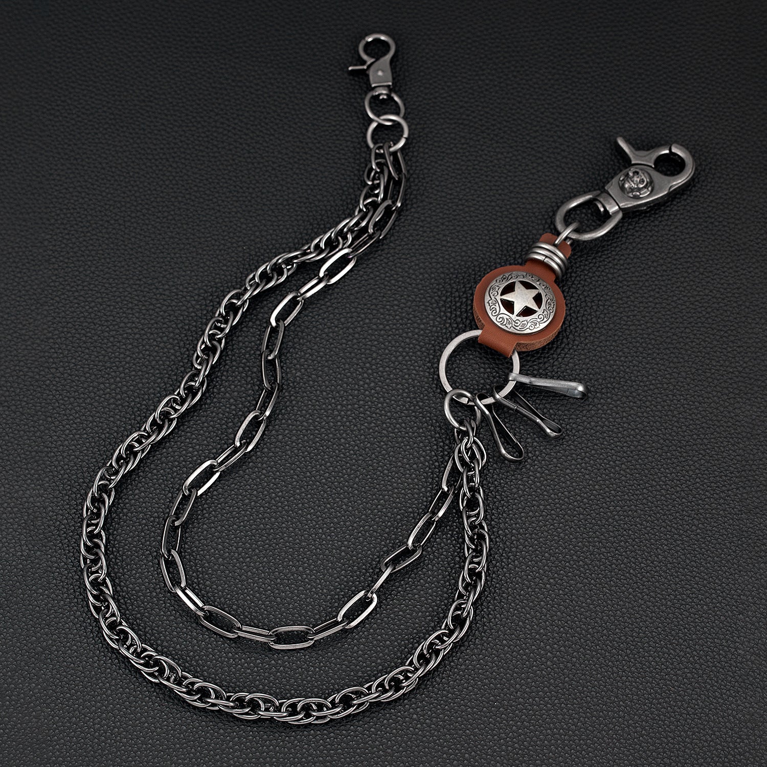 Double chain double cloth buckle light luxury trouser chain