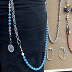 Blue turquoise dragon bone bead patchwork trouser chain