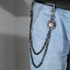 Double chain exaggerated spike pants chain
