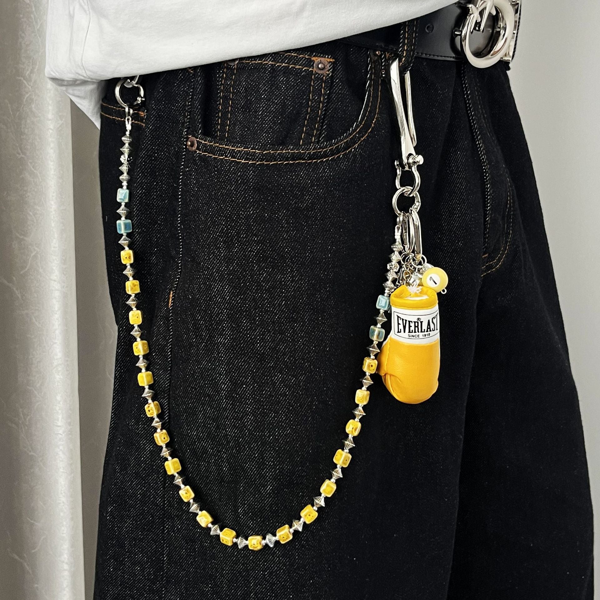 Ceramic cube bead handmade pants chain