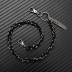 Feather leather patchwork trouser chain