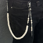 White turquoise bone cross head trouser chain