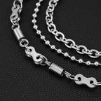 Three-layer simple American motorcycle punk pants chain