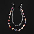 Trendy double-chain colorful Rubik's cube dice pants chain