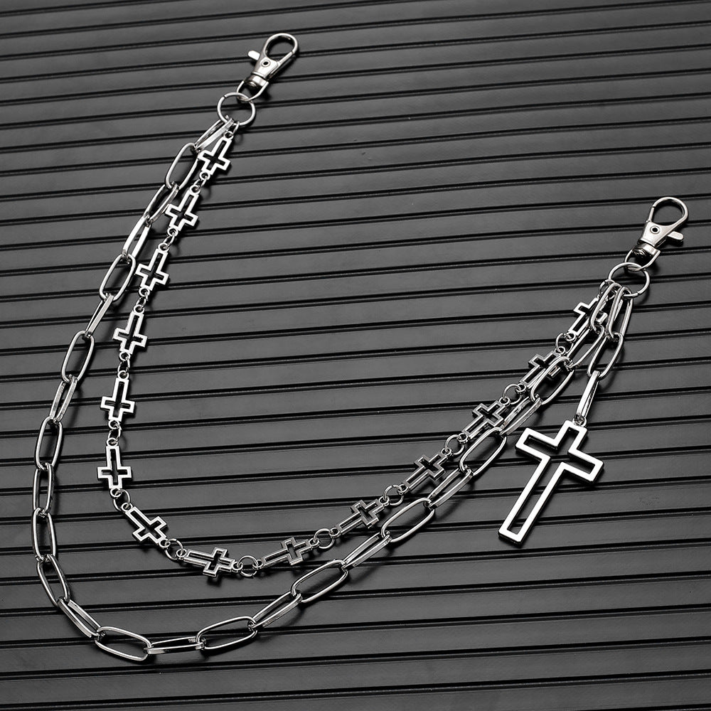 Personalized street hip-hop cross pants chain