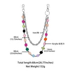 Double-layer trendy colorful Rubik's cube dice pants chain