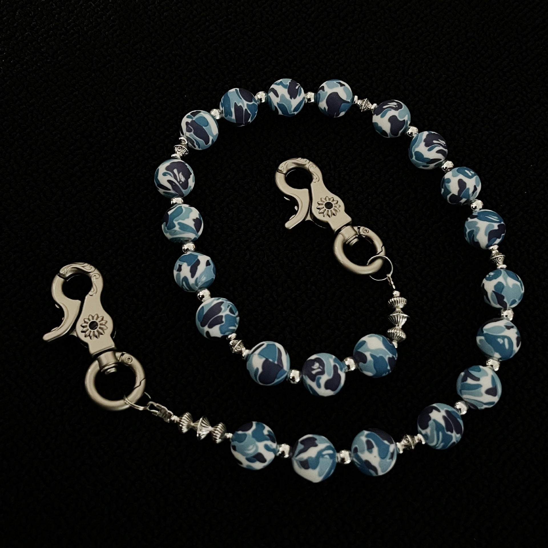 New blue camouflage silicone pants chain