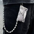 Original snake print coin purse beaded trouser chain