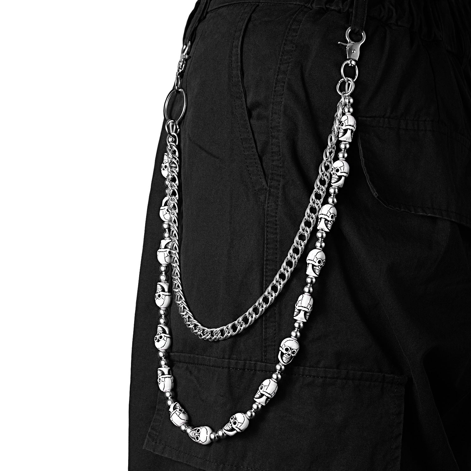 Colorful Lantern Beaded Trendy Hip-Hop Women's Double-Layer Pants Chain