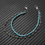 Fashionable turquoise beaded pant chain