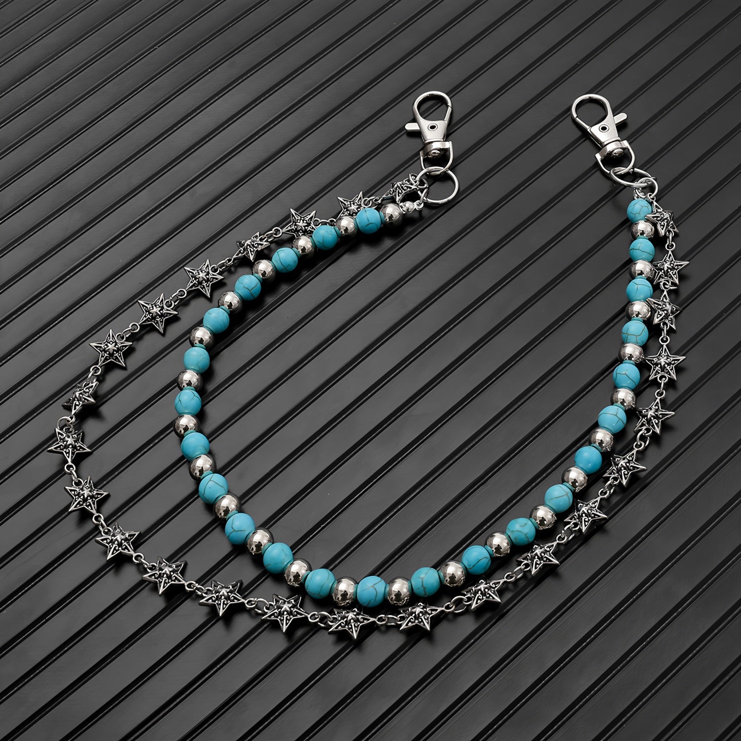 Fashionable turquoise beaded pant chain