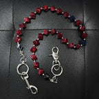 Ink-dyed acrylic red bead jeans chain
