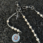 Cross Round White Turquoise Jeans Chain