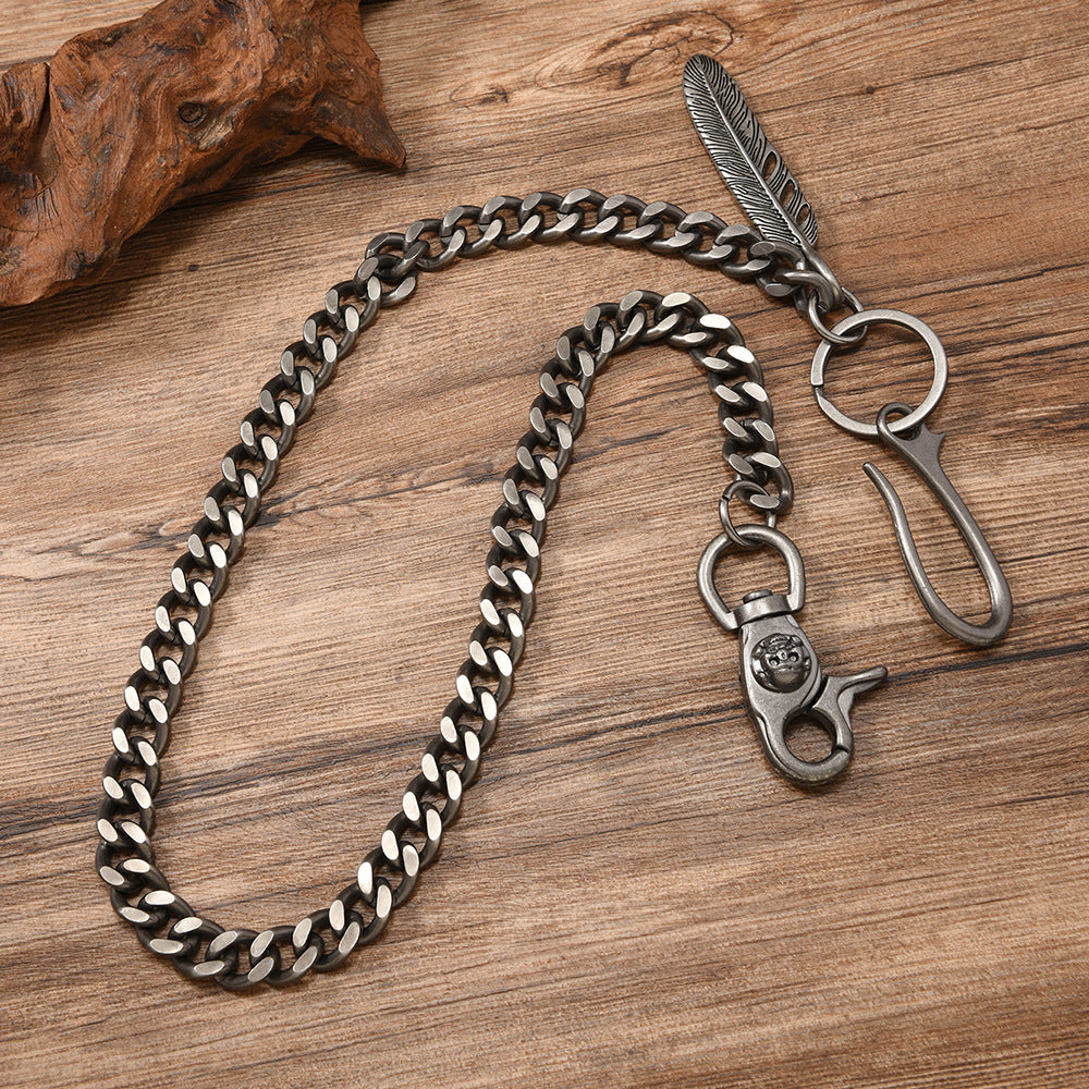 Vintage Feather Pendant Pants Chain