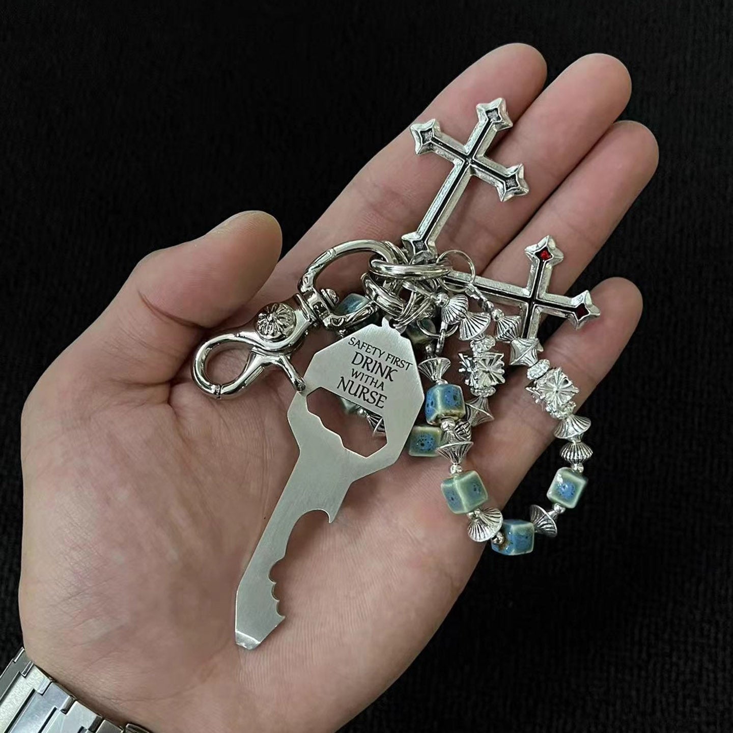 Ceramic beaded trouser chain waist chain pendant