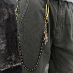 Black stone bead handmade beaded pants necklace