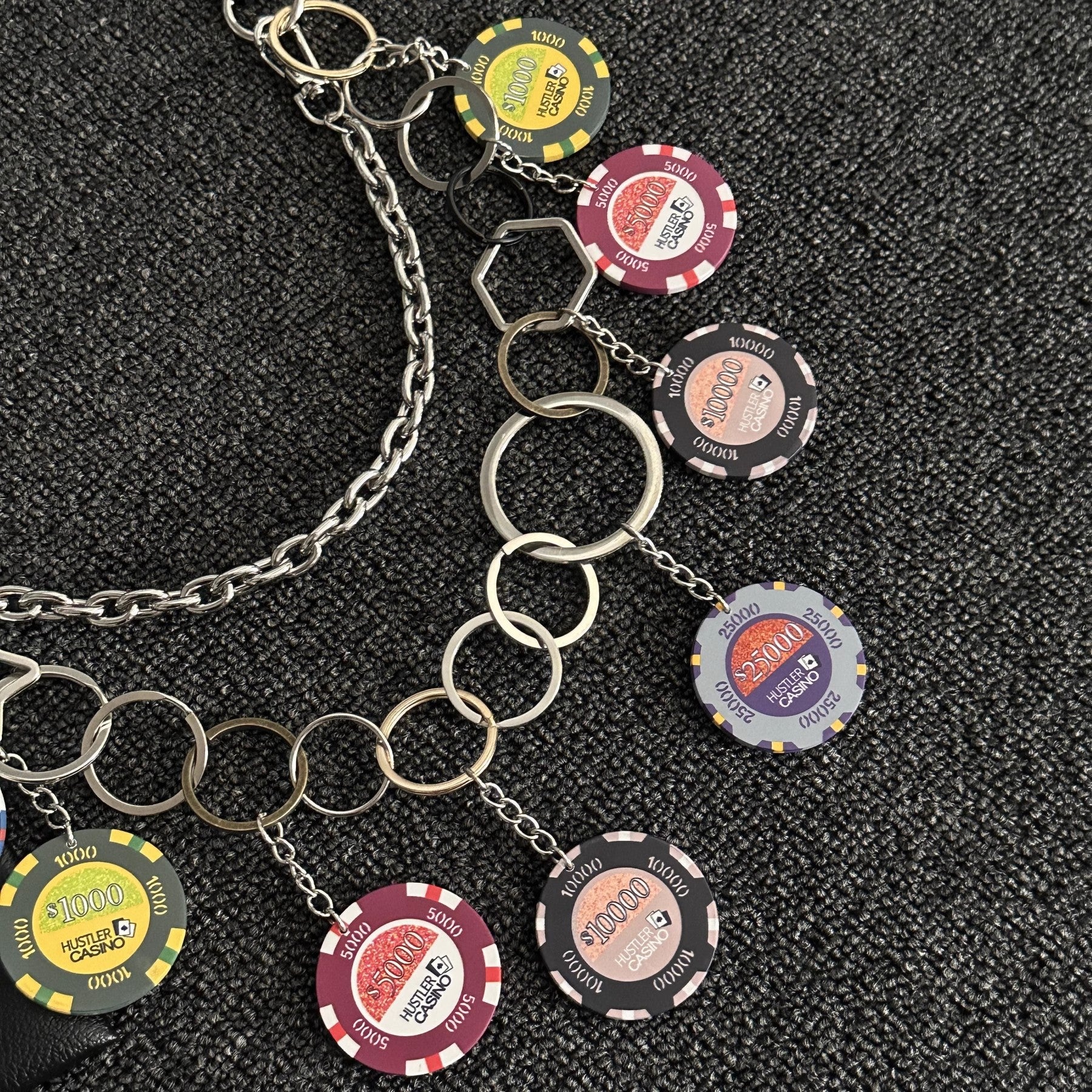 Original multi-color chip double-layer stitching trouser chain