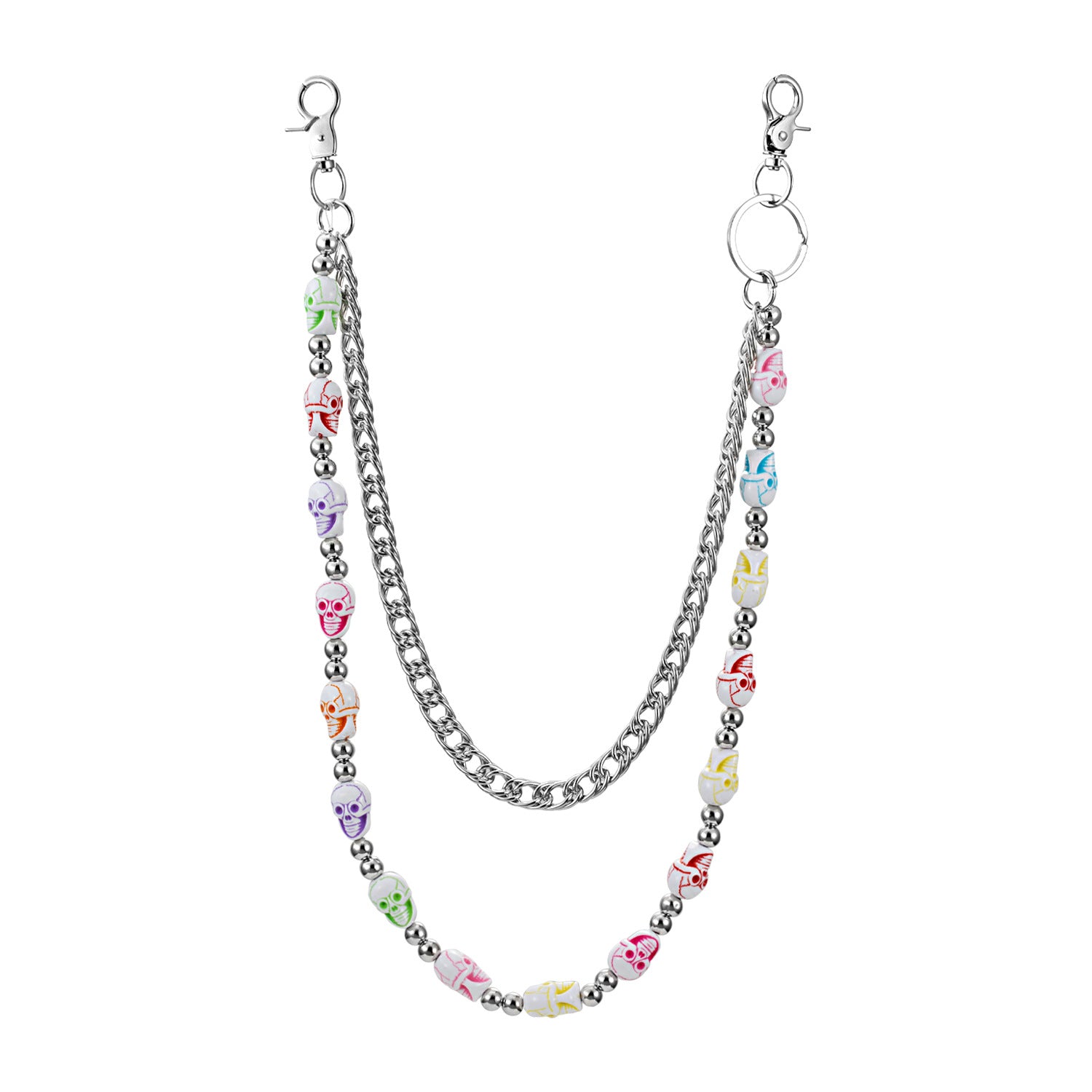 Colorful Lantern Beaded Trendy Hip-Hop Women's Double-Layer Pants Chain
