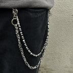 Double-chain skull beaded trouser chain