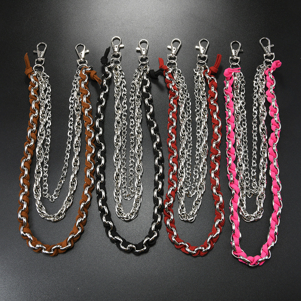 Fashionable and versatile woven multi-layered trouser chain