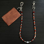 Red lion head artificial stone handmade beaded trouser chain