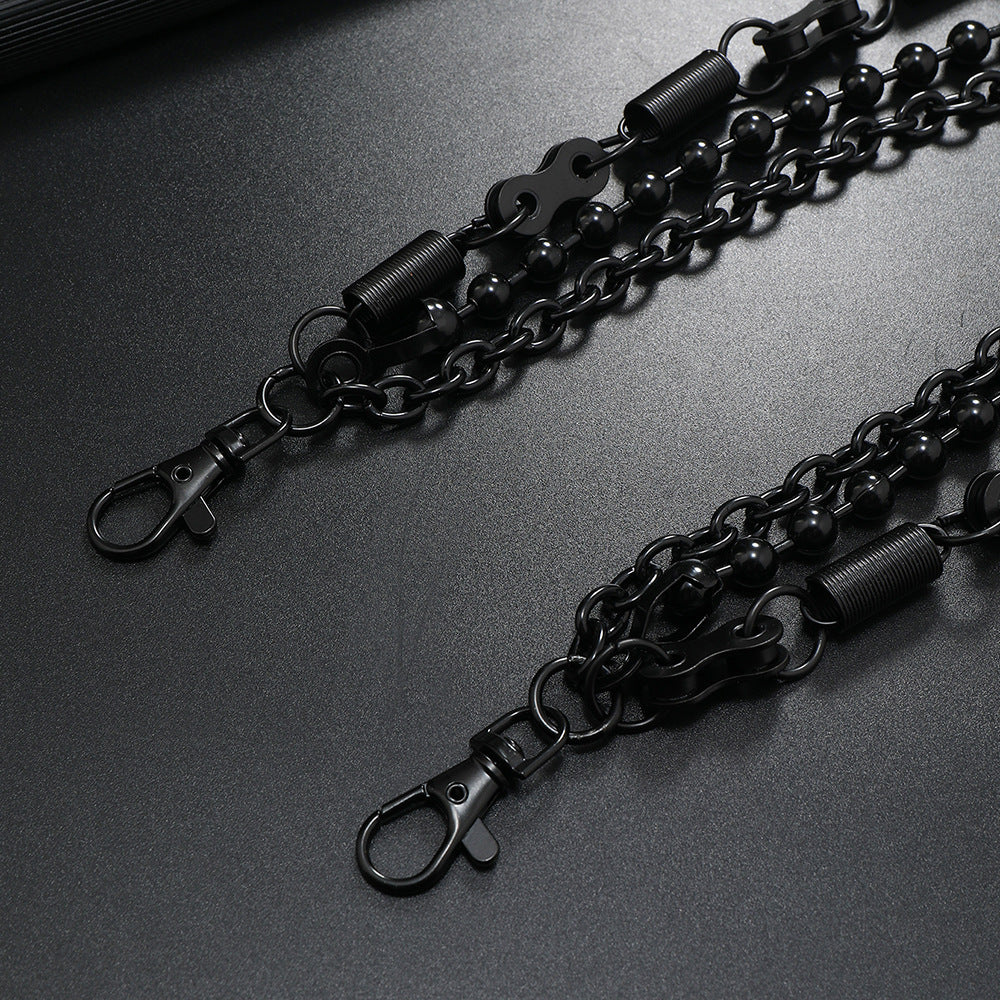 Three-layer fashionable black trouser chain