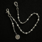 Handmade white and gray vintage mixed pearl pants chain