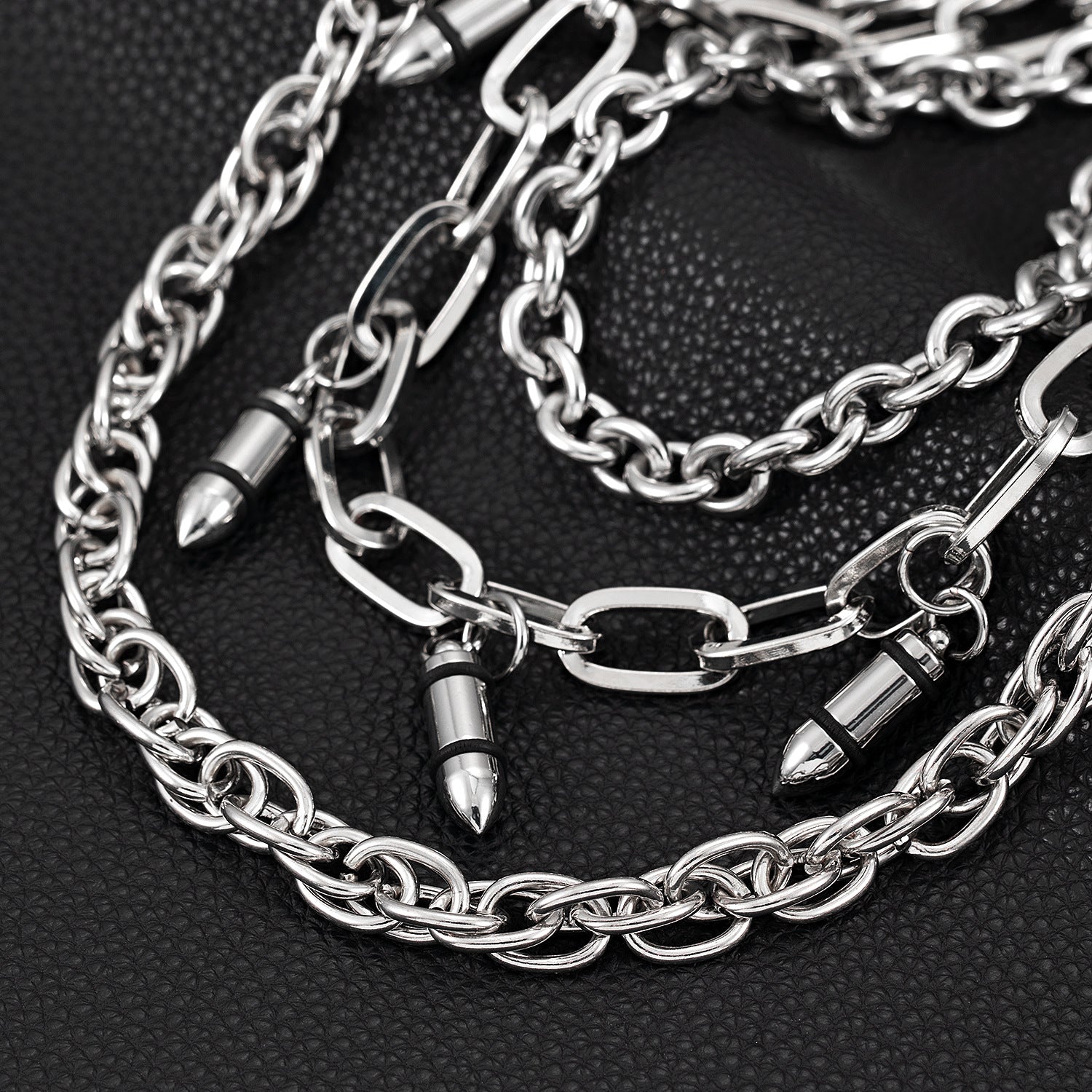 Light luxury three-chain bullet jeans chain