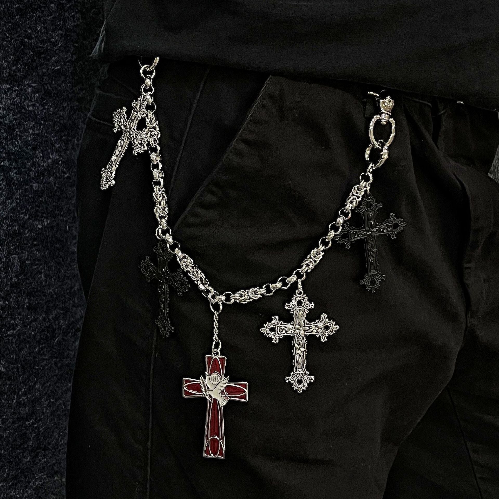 Element Cross Pendant Pants Chain