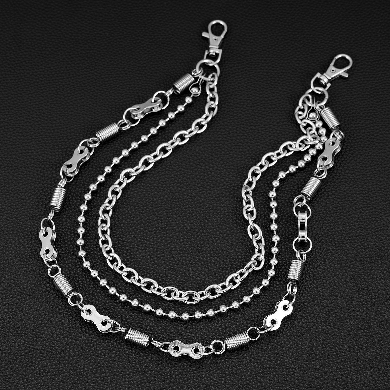 Three-layer simple American motorcycle punk pants chain