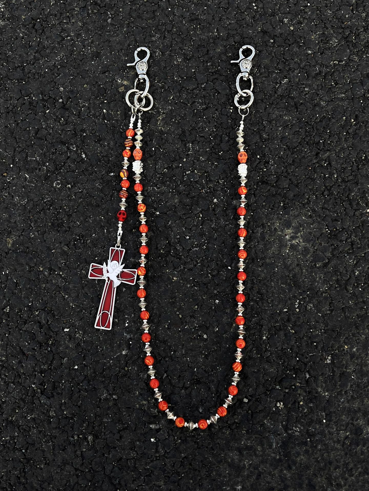 Red Snake and Peace Dove Cross Pants Chain